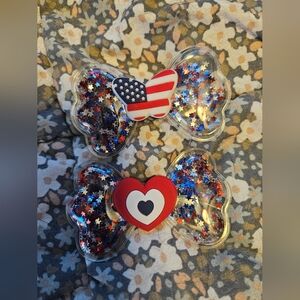 Claires American Flag Patriotic Glitter Heart Butterly Hair Clips 4th of July